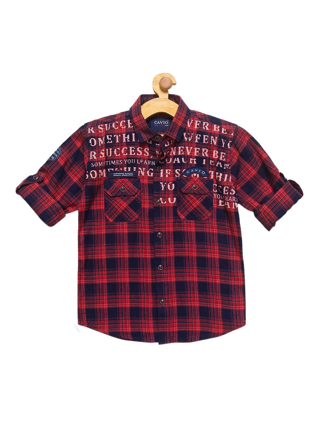 

CAVIO Boys Rust Premium Tartan Checks Opaque Checked Casual Shirt