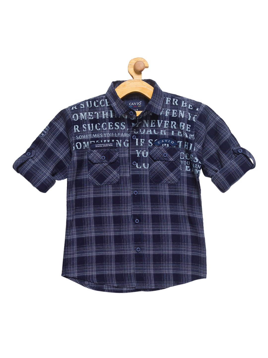 

CAVIO Boys Grey Premium Tartan Checks Opaque Checked Casual Shirt
