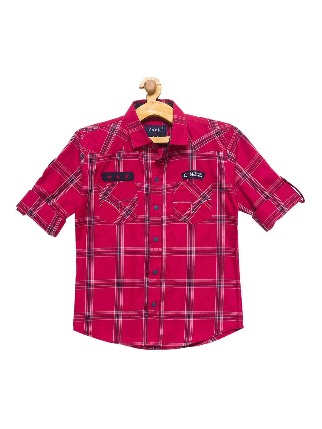 

CAVIO Boys Red & White Premium Tartan Checks Opaque Cotton Blend Casual Shirt