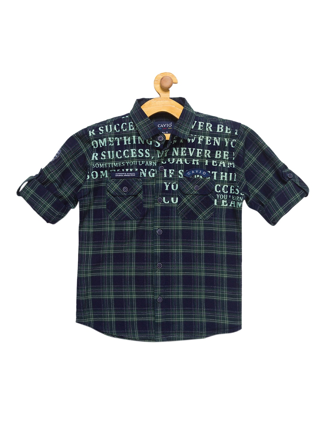 

CAVIO Boys Green Premium Tartan Checks Opaque Checked Casual Shirt