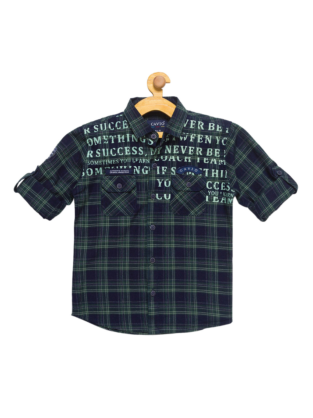 

CAVIO Boys Green & Black Premium Tartan Checked Casual Shirt