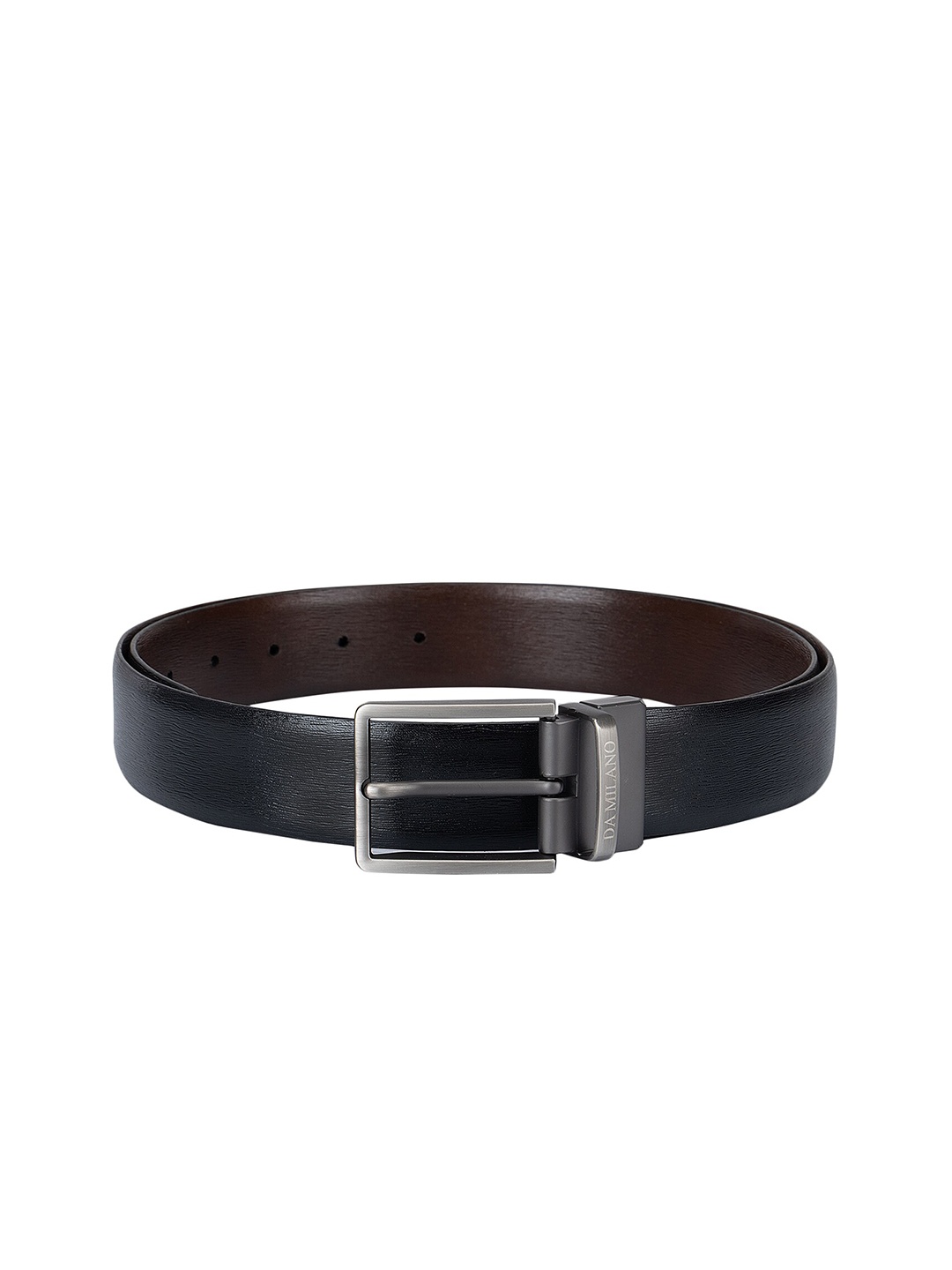 

Da Milano Men Black & Brown Textured Reversible Leather Formal Belt