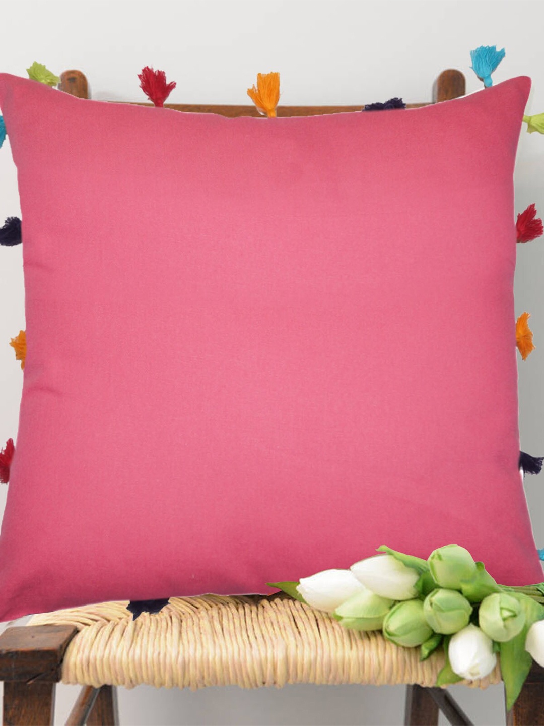 

Lushomes Pink Set of 5 Square Cushion Covers