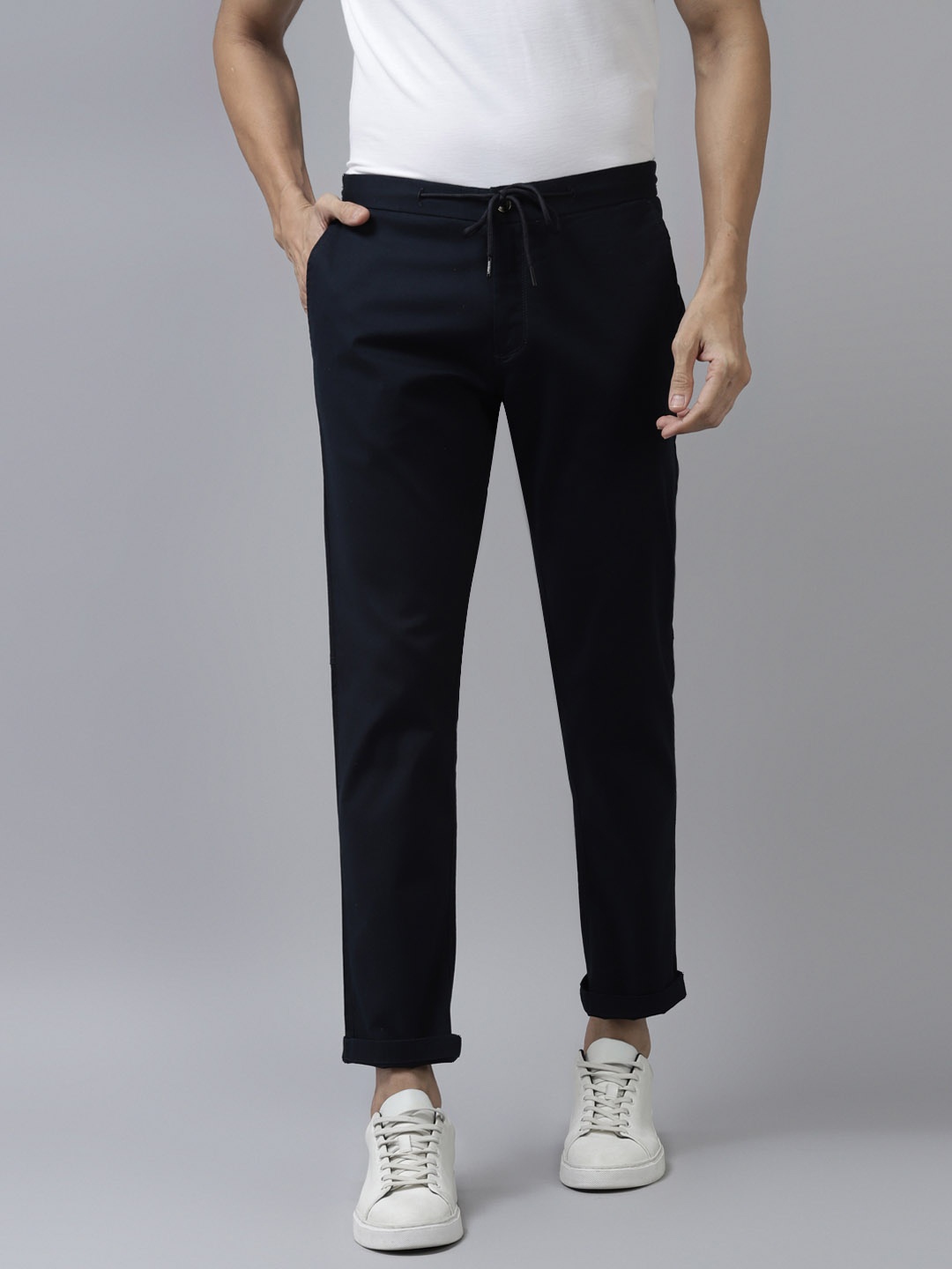 Blackberrys Men Navy Blue B-91 Skinny Fit Trousers