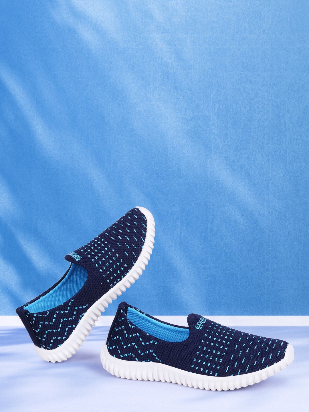 

Longwalk Women Blue Woven Design Slip-On Sneakers, Navy blue
