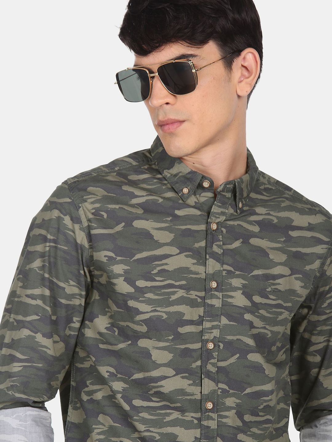 

Flying Machine Men Green Pure Cotton Printed Casual Shirt