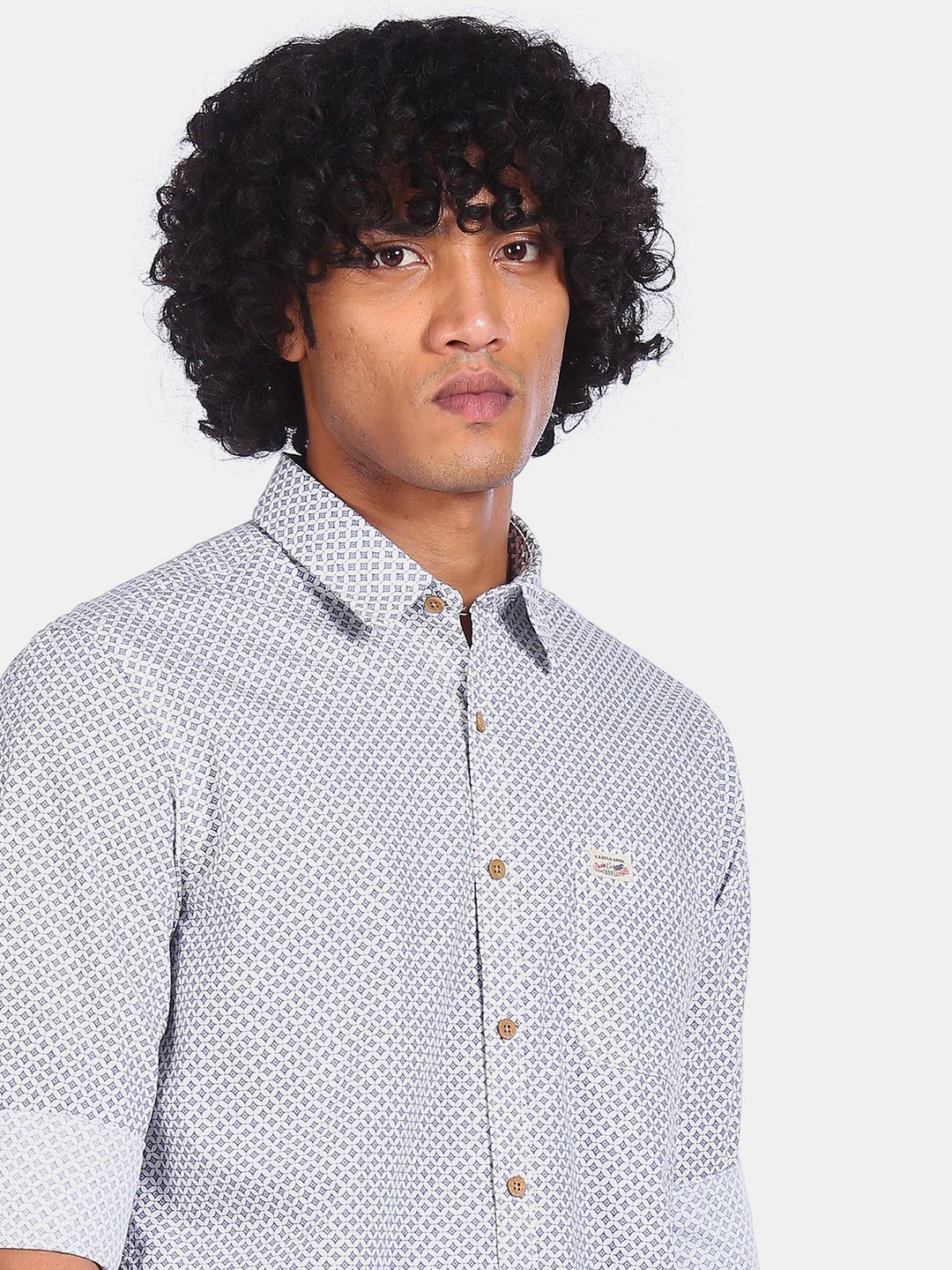 

U.S. Polo Assn. Denim Co. Men White Pure Cotton Printed Casual Shirt
