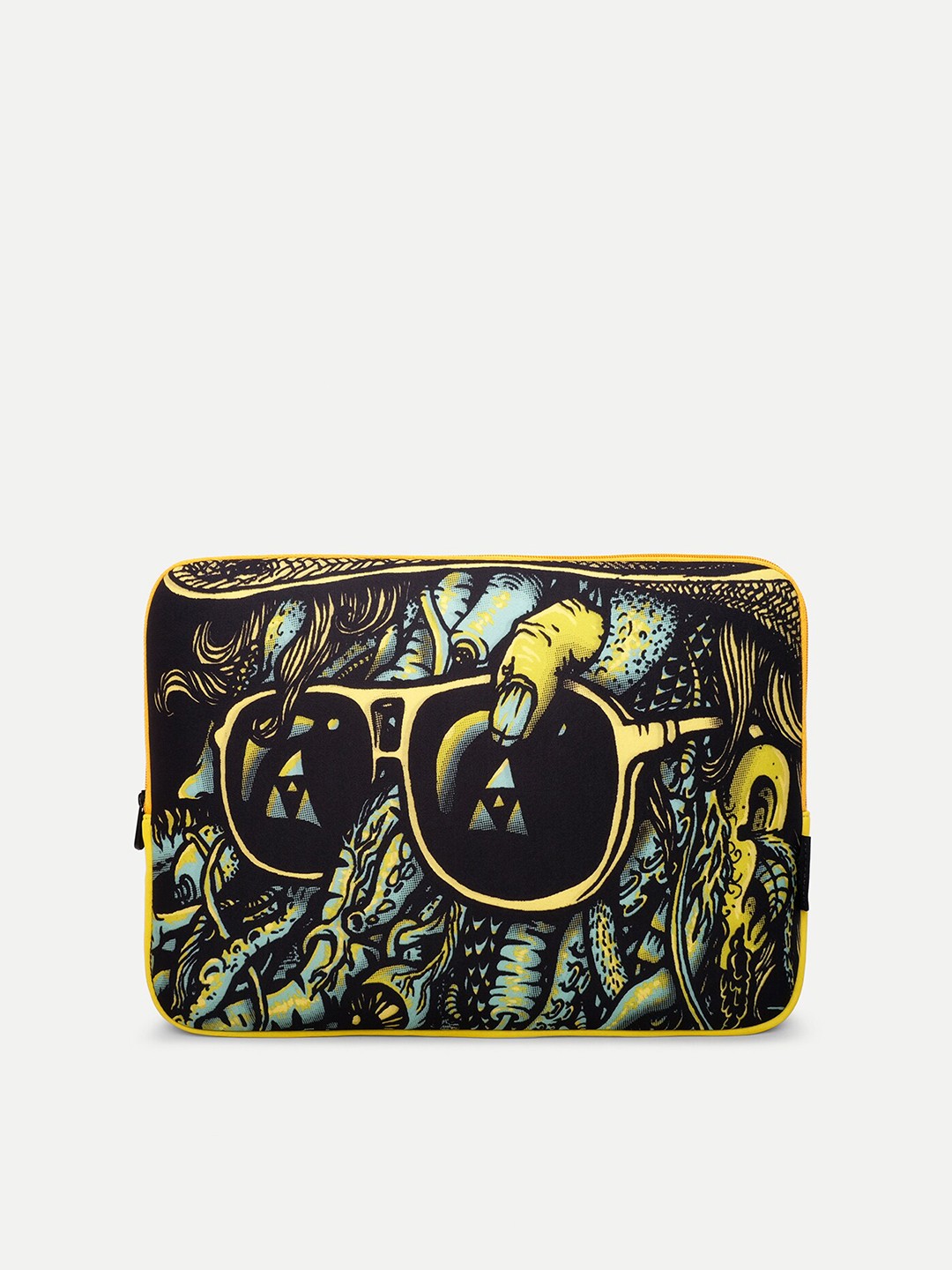 

THREADCURRY Unisex Black & Yellow Printed Laptop Sleeve