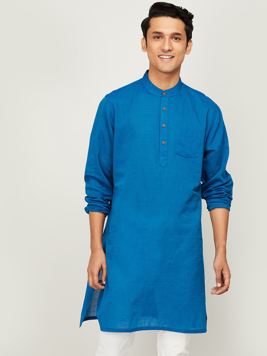 

Melange by Lifestyle Men Navy Blue Thread Work Kurta
