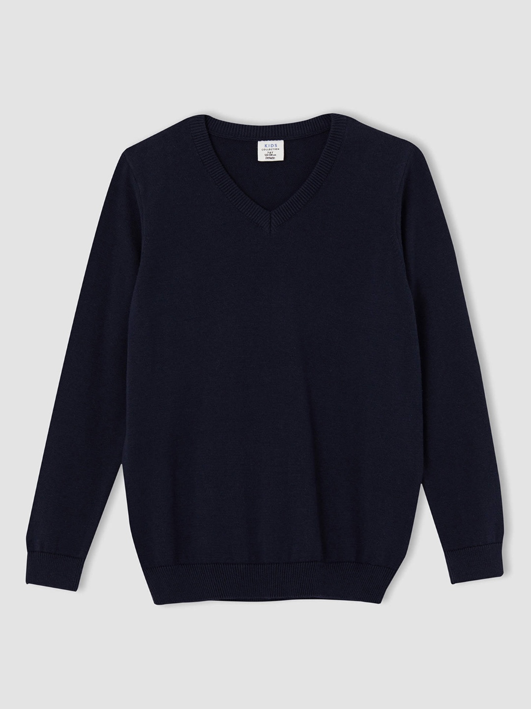 

DeFacto Boys Navy Blue Pure Cotton Solid Pullover