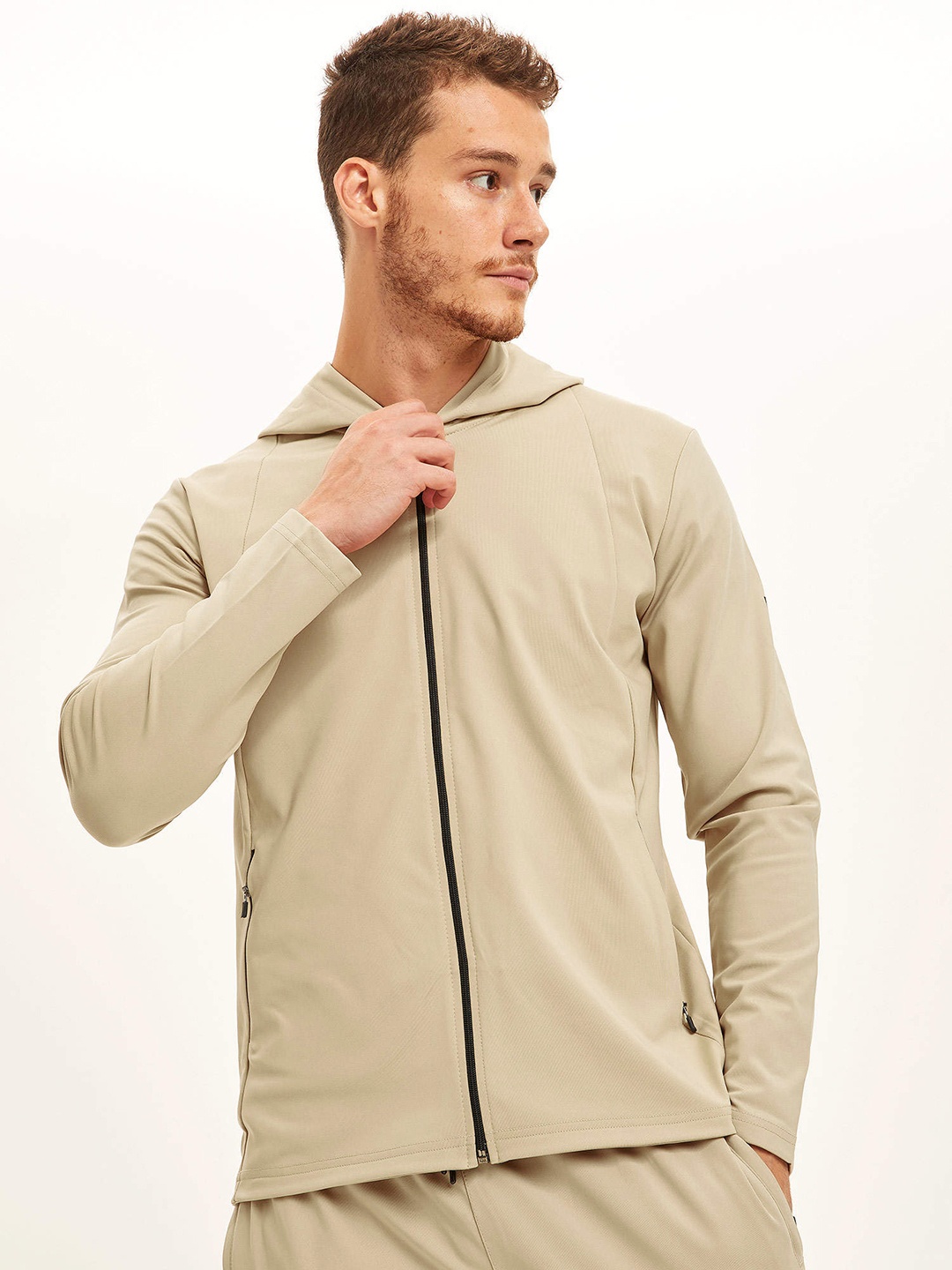 

DeFacto Men Beige SLIM FIT Knitted Front-Open