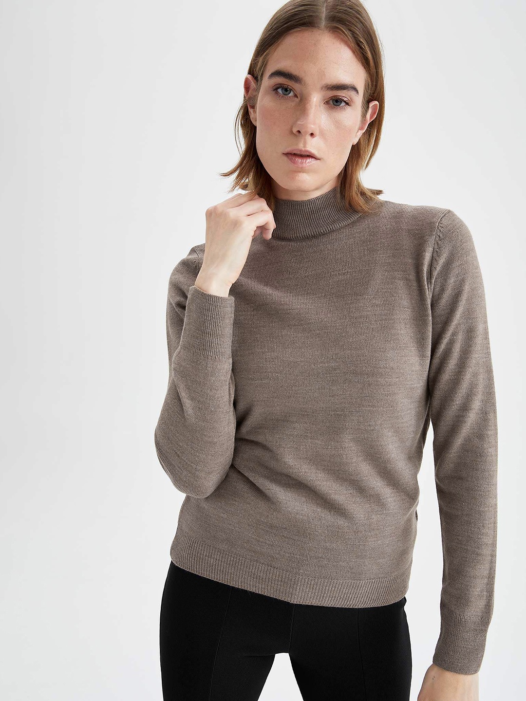

DeFacto Women Brown Acrylic Pullover
