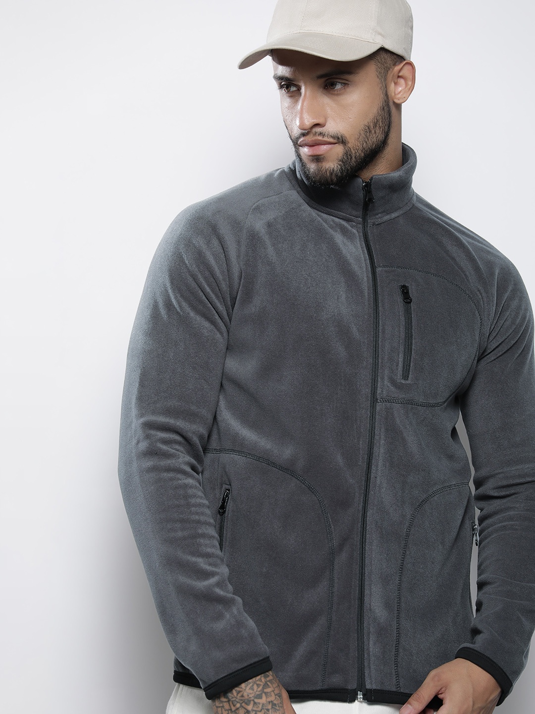 

DeFacto Solid Zip Detailed Mock Collar Open-Front Cardigan, Charcoal