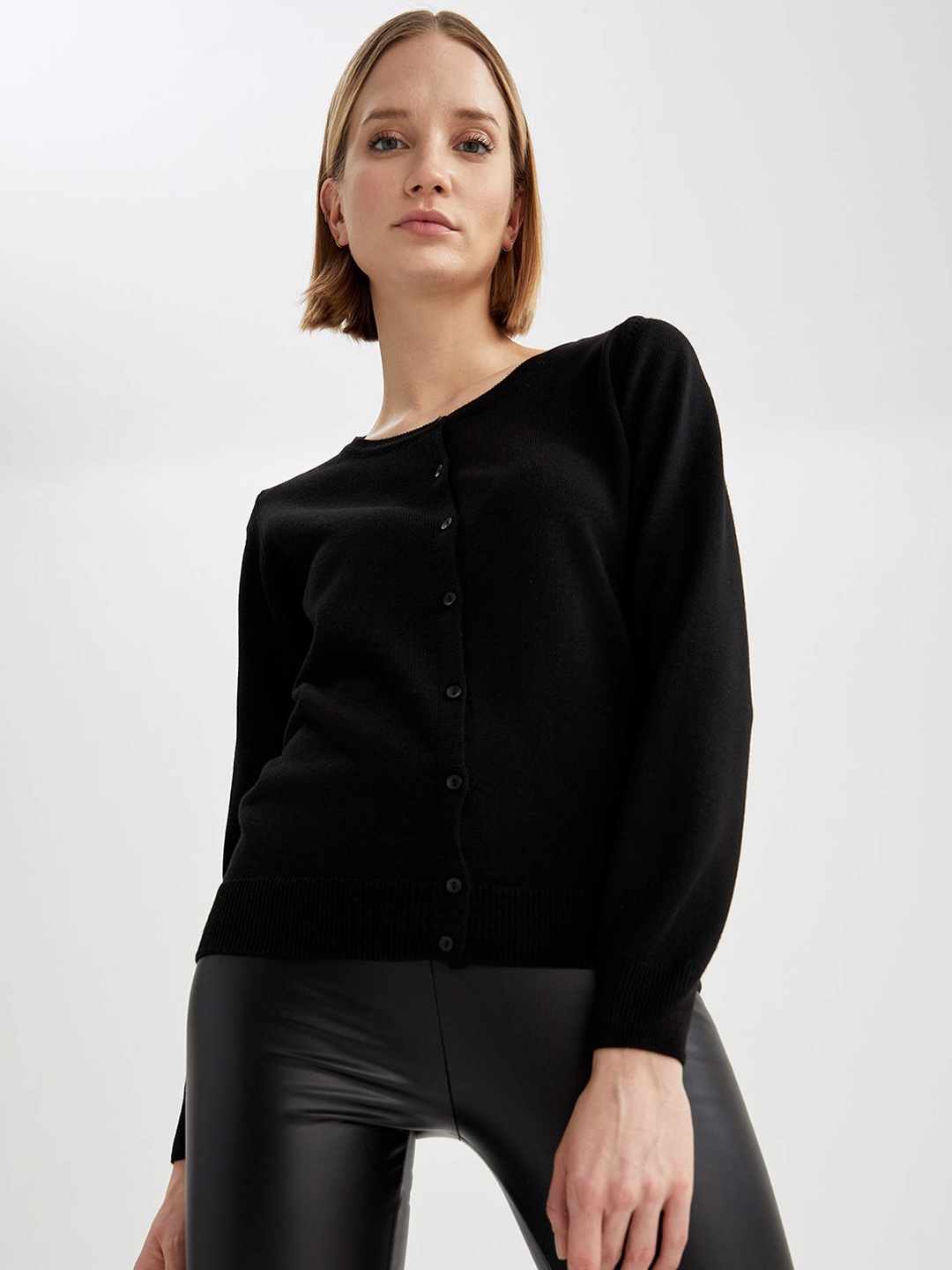 

DeFacto Women Black Acrylic Cardigan