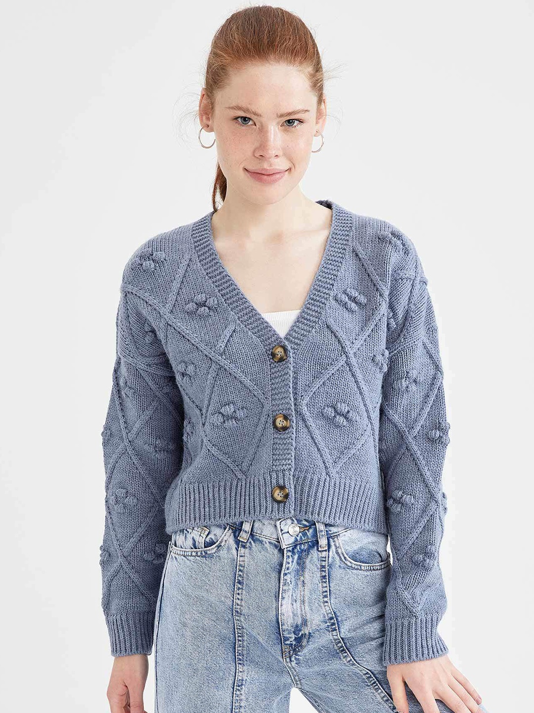 

DeFacto Women Blue Quirky Cardigan