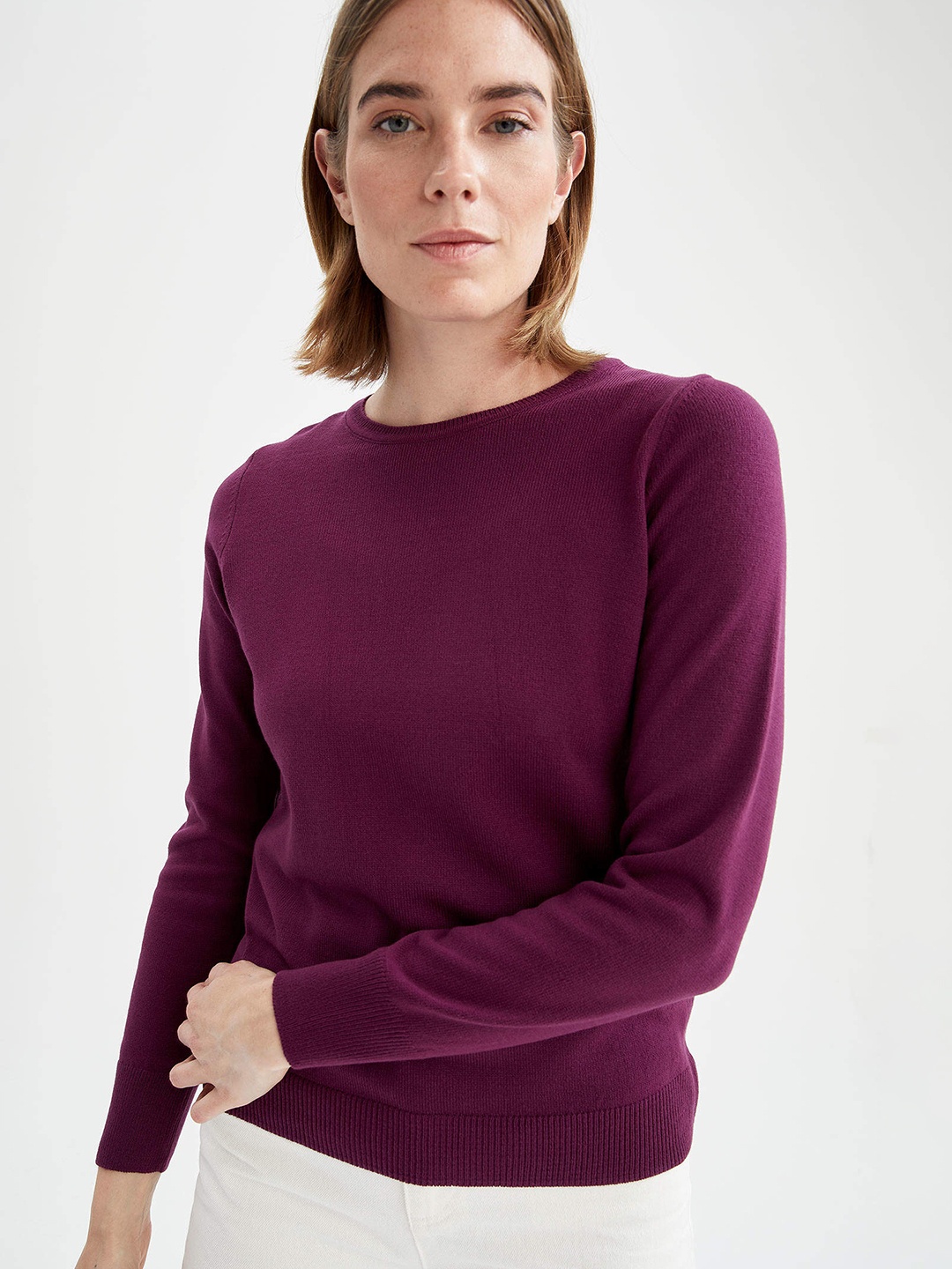 

DeFacto Women Purple Regular Fit Pure Acrylic Pullover