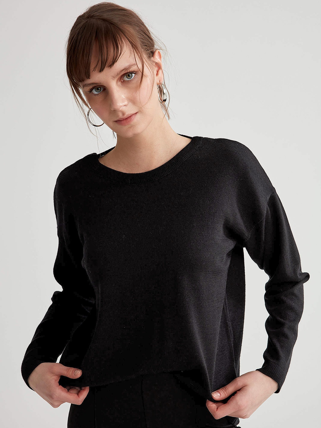 

DeFacto Women Black Back Cut-Out Acrylic Pullover