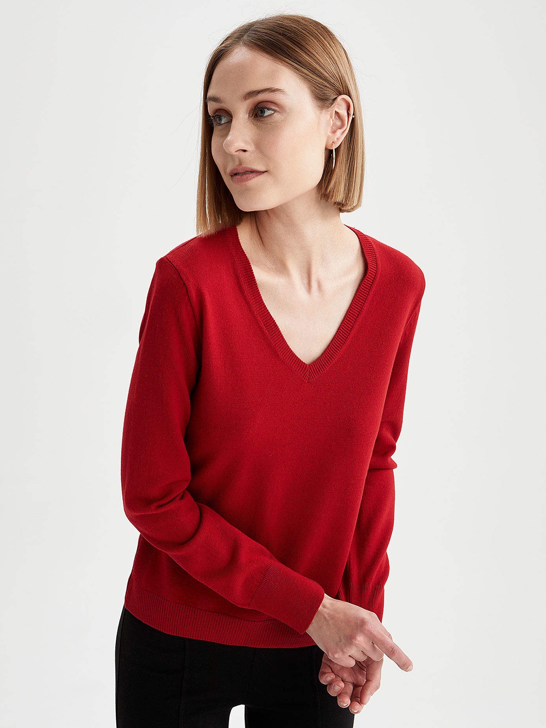 

DeFacto Women Red Acrylic Pullover