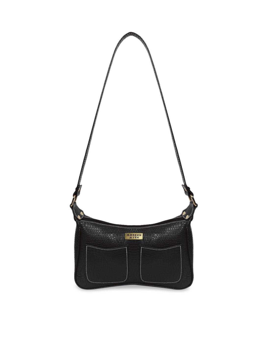 

MODERN MYTH Black Textured Structured Sling Bag