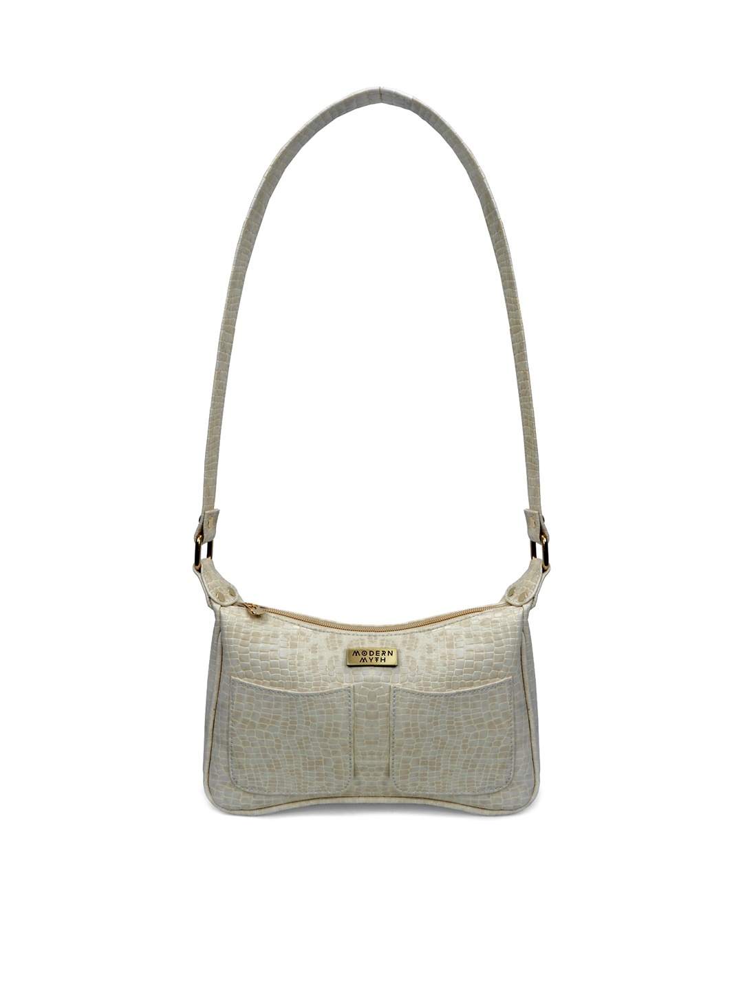 

MODERN MYTH Beige Textured Structured Shoulder Bag