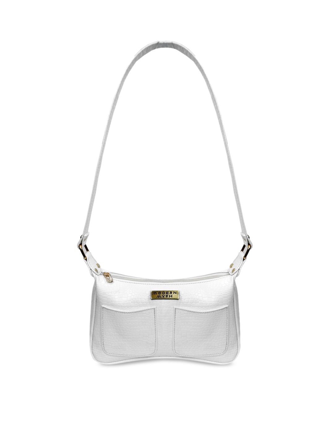 

MODERN MYTH White Textured Structured Shoulder Bag