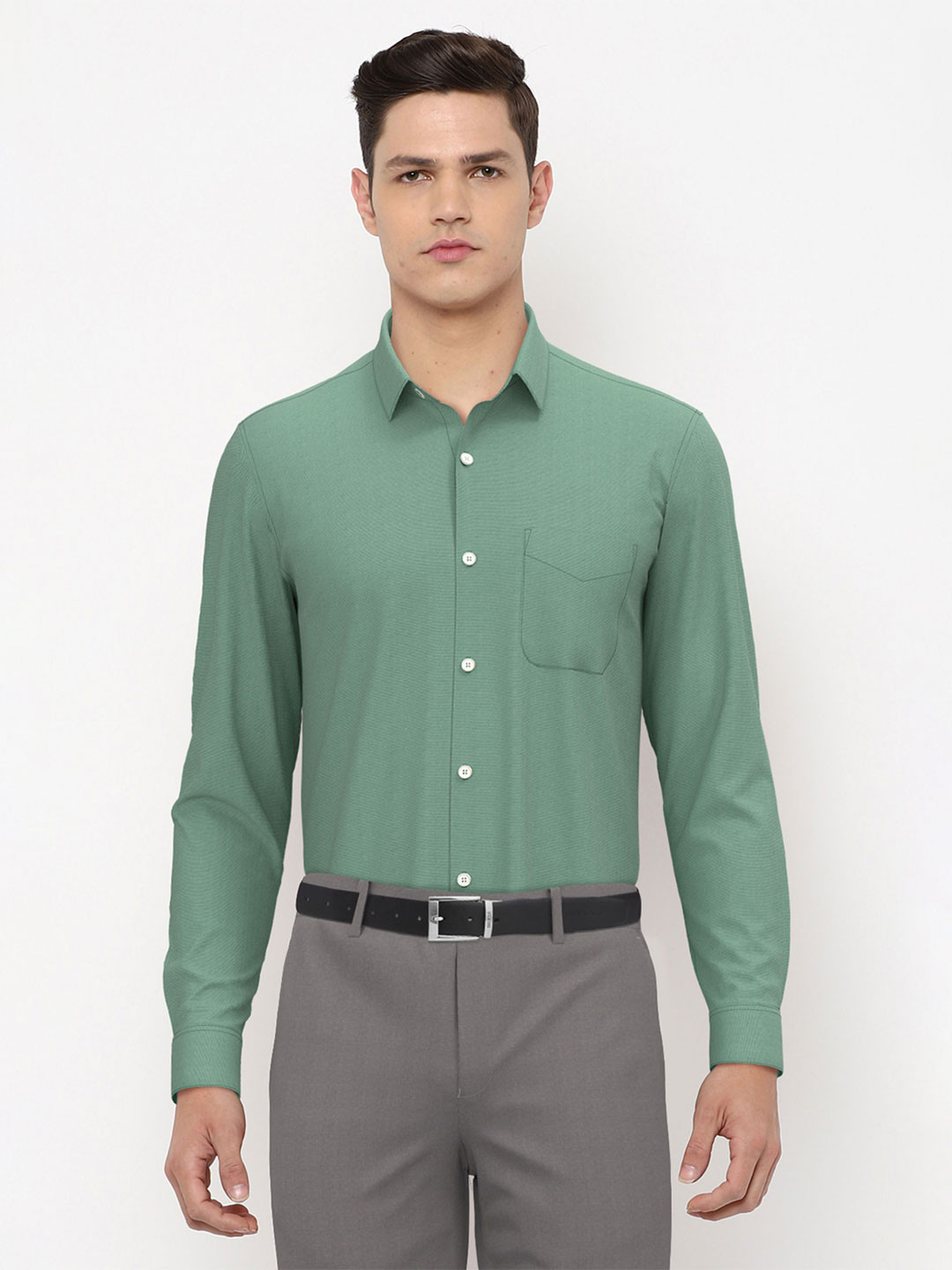 

Peter England Men Green Slim Fit Opaque Formal Shirt