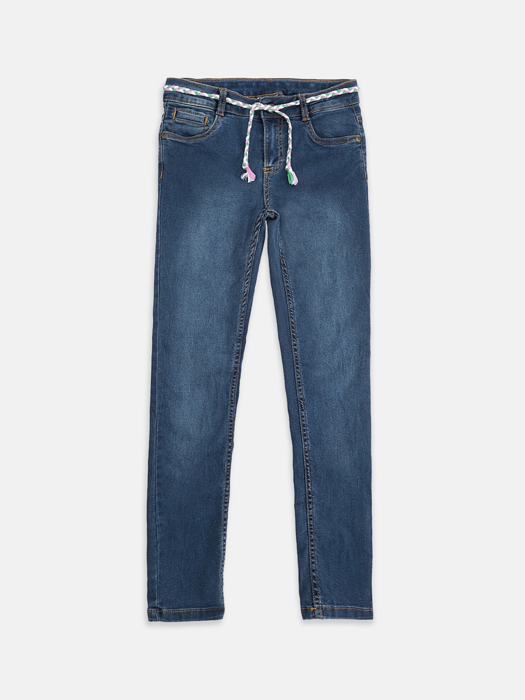 

Pantaloons Junior Girls Blue Light Fade Stretchable Jeans