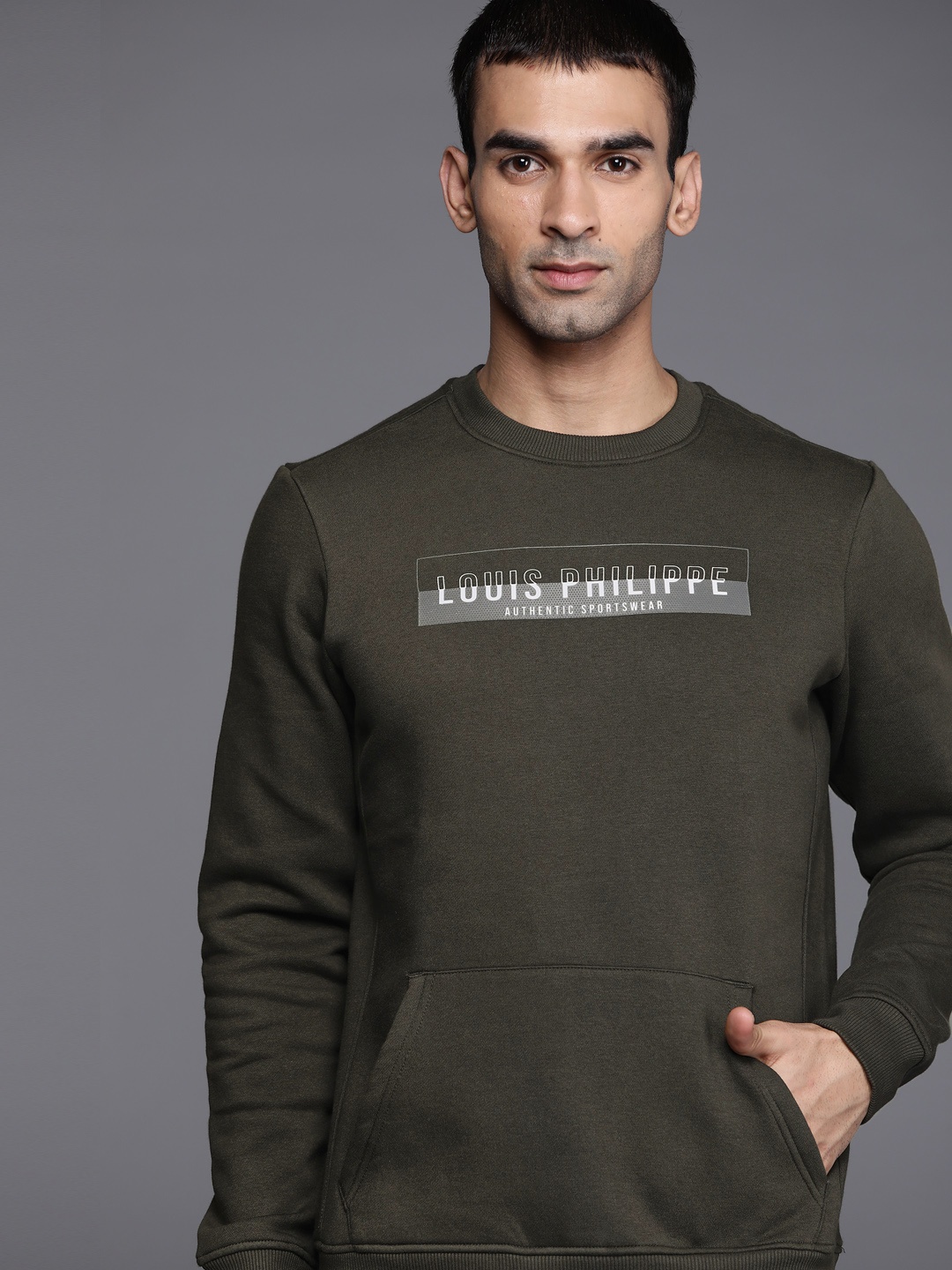 

Louis Philippe Sport Men Olive Green Printed Sweatshirt