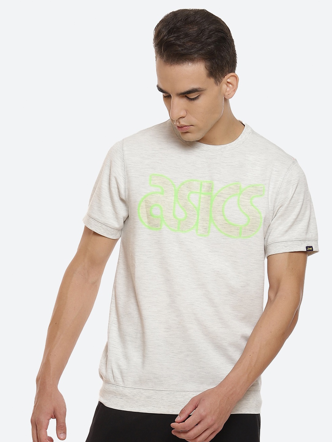 

ASICS Men M SS Typography Printed Walking T-shirt, Off white