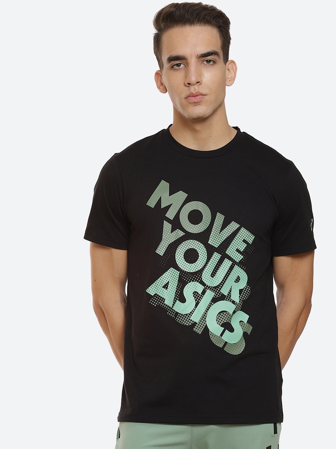 

ASICS Men M Heritage Front Graphic 2 Printed Training or Gym T-shirt, Black