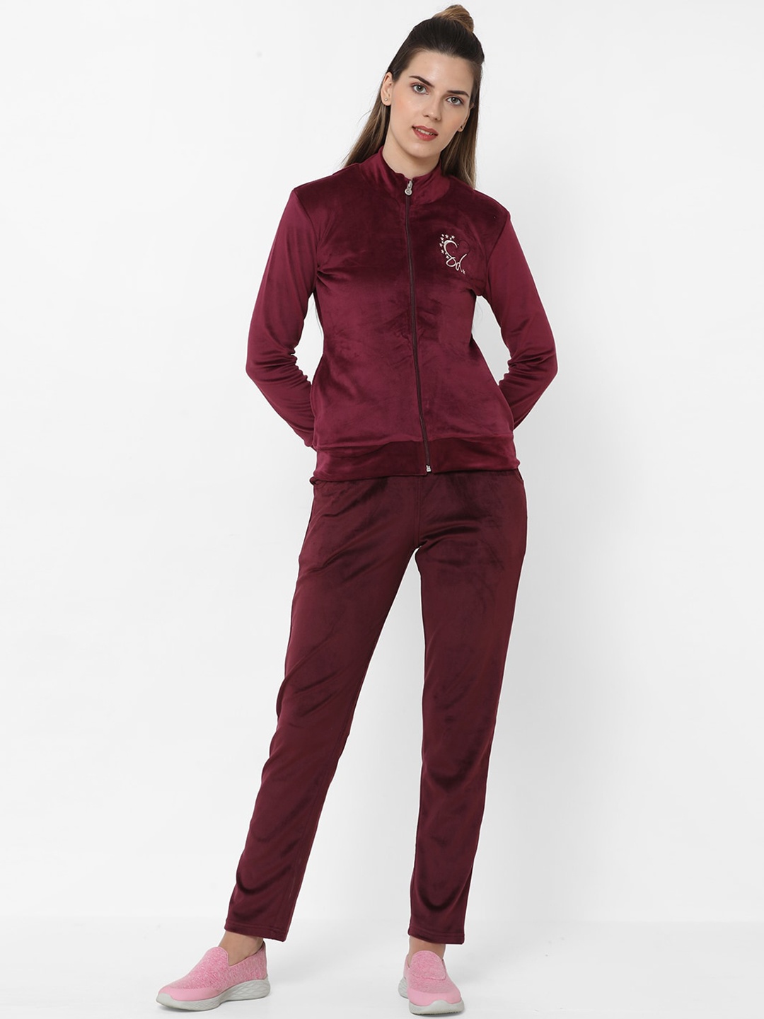 

Sweet Dreams Women Burgundy Solid Tracksuit
