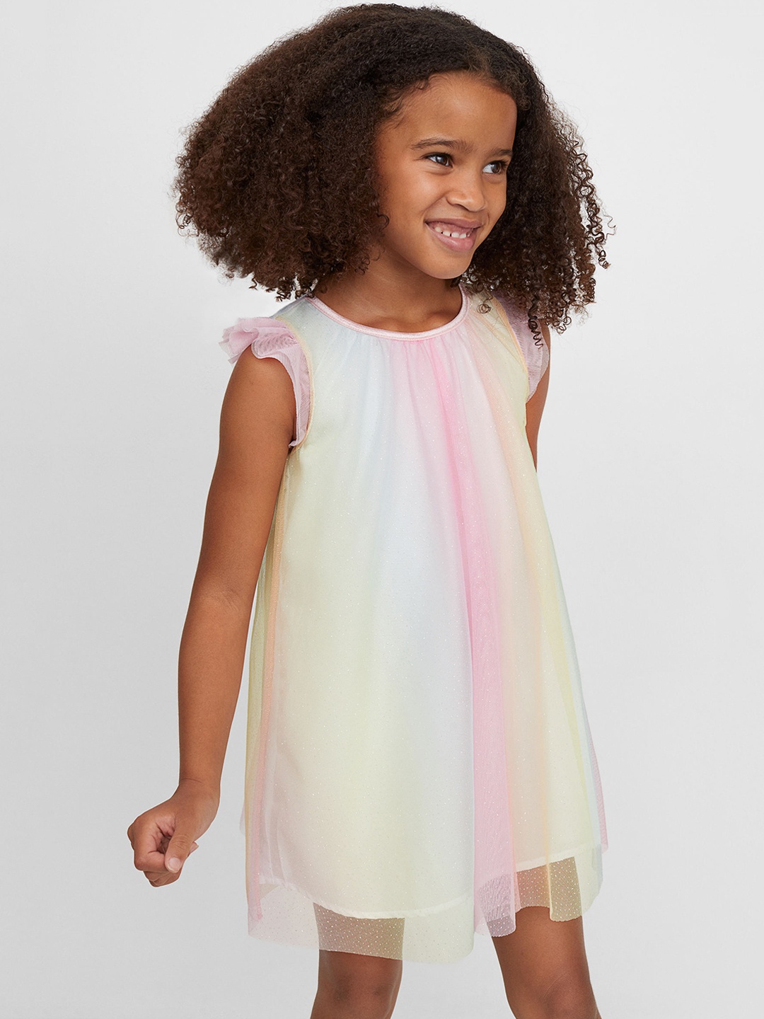 

H&M Girls Flutter-sleeved tulle dress, Pink