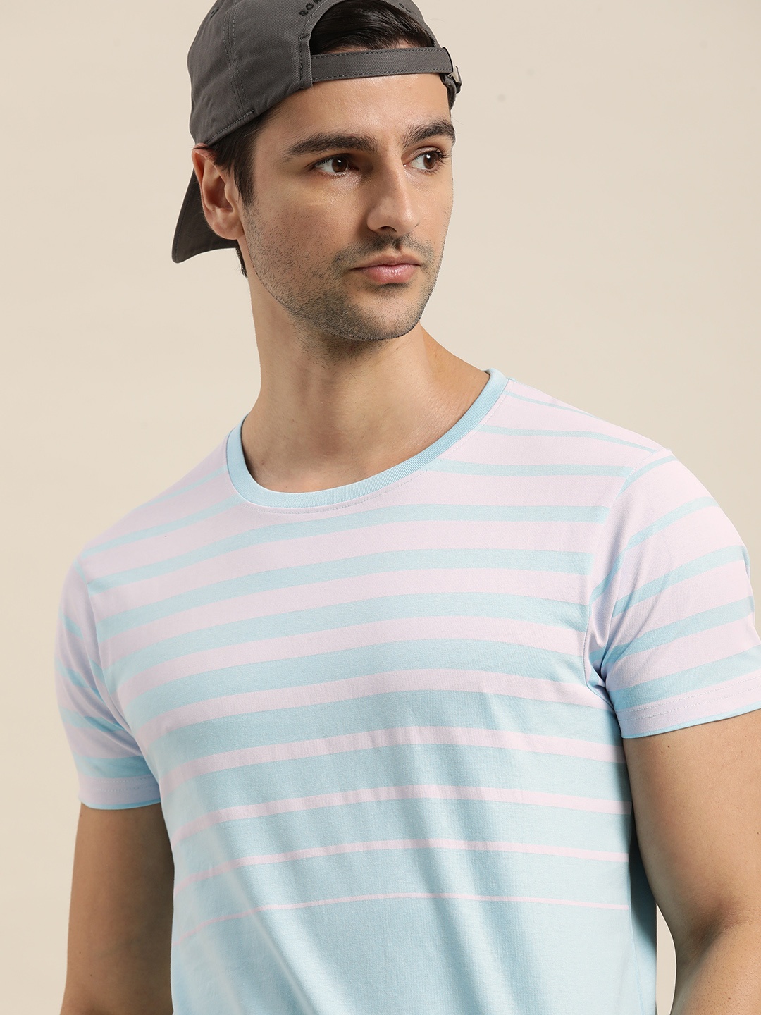 

Moda Rapido Men White Striped Casual T-shirt