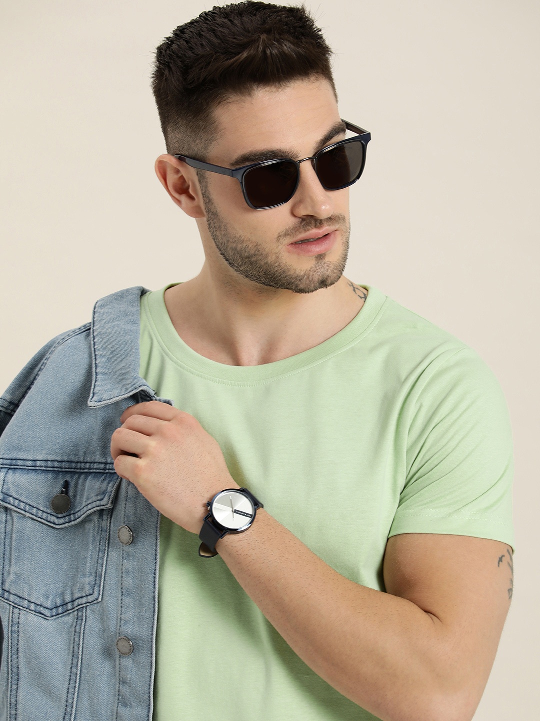 

Moda Rapido Men Green Solid Pure Cotton T-shirt