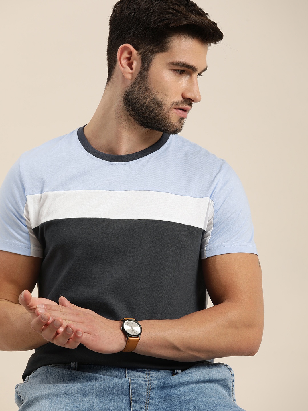 

Moda Rapido Men Multicoloured Colourblocked Casual T-shirt, Multi
