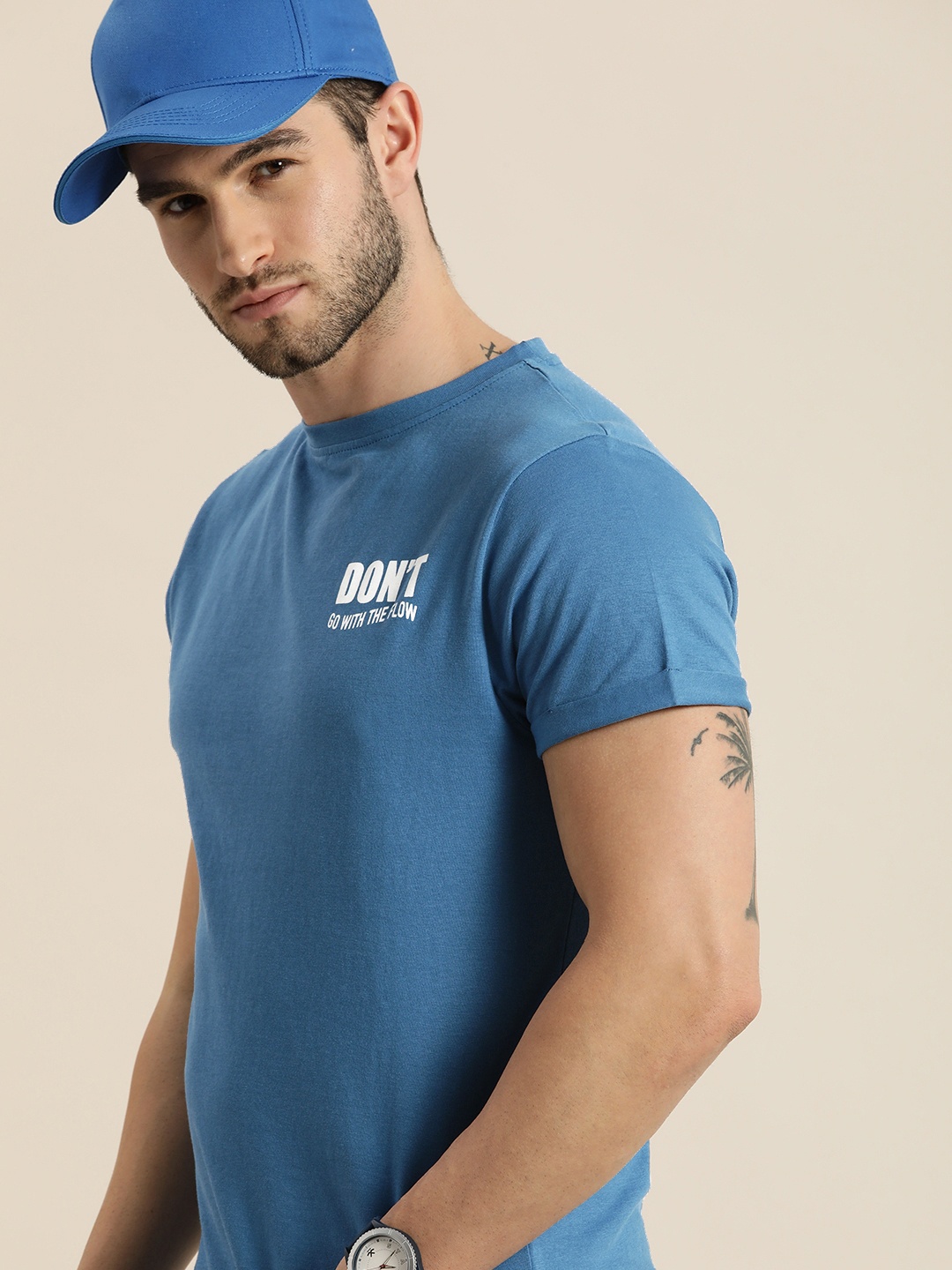 

Moda Rapido Men Blue T-shirt with Printed Detailing