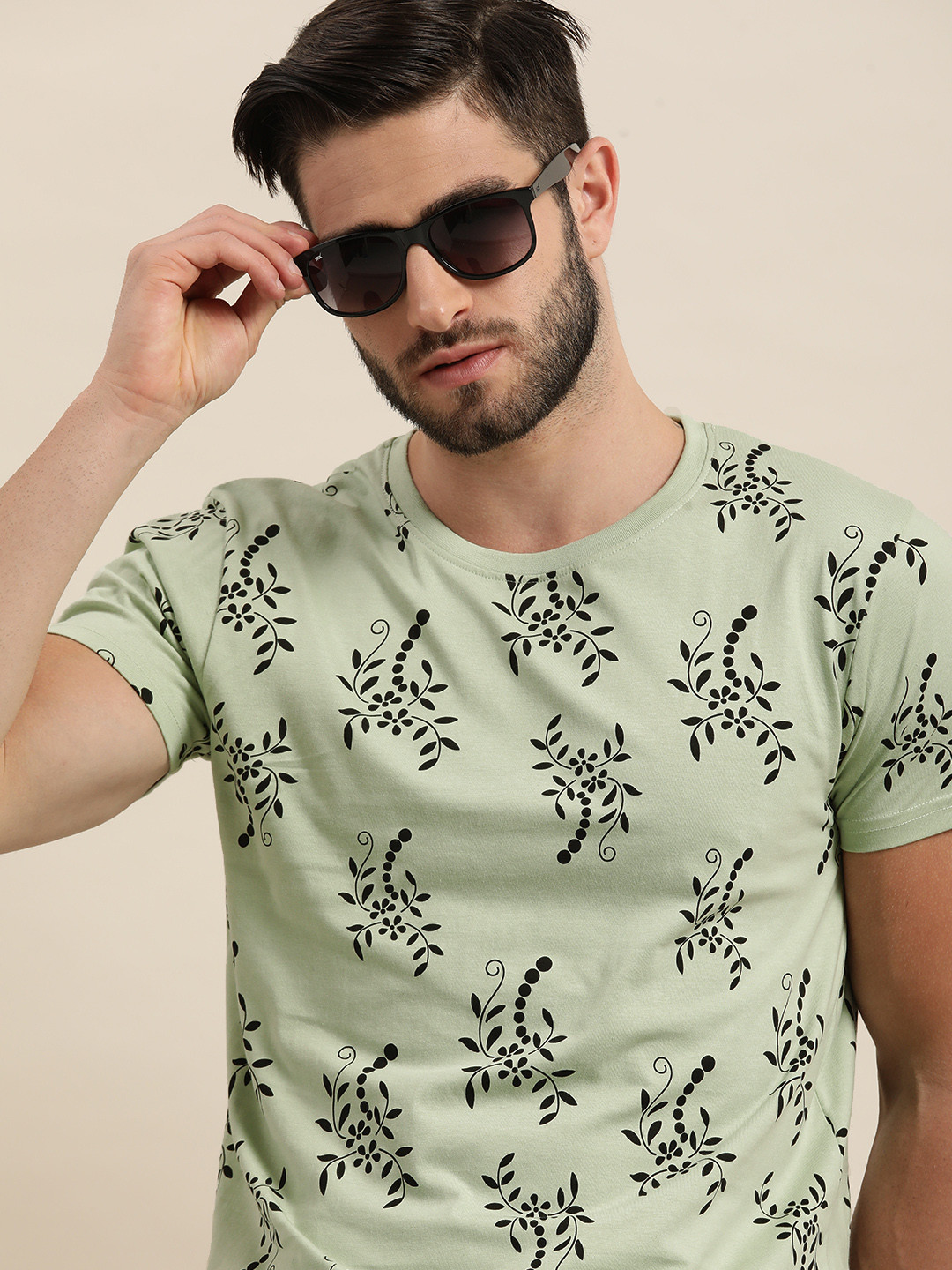 

Moda Rapido Men Green Floral Printed Casual T-shirt