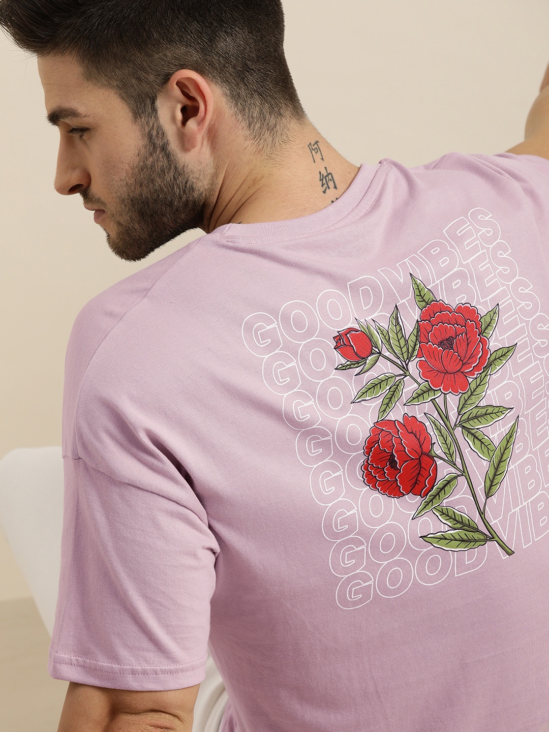 

Moda Rapido Men Pink & Red Printed Round Neck Pure Cotton T-shirt