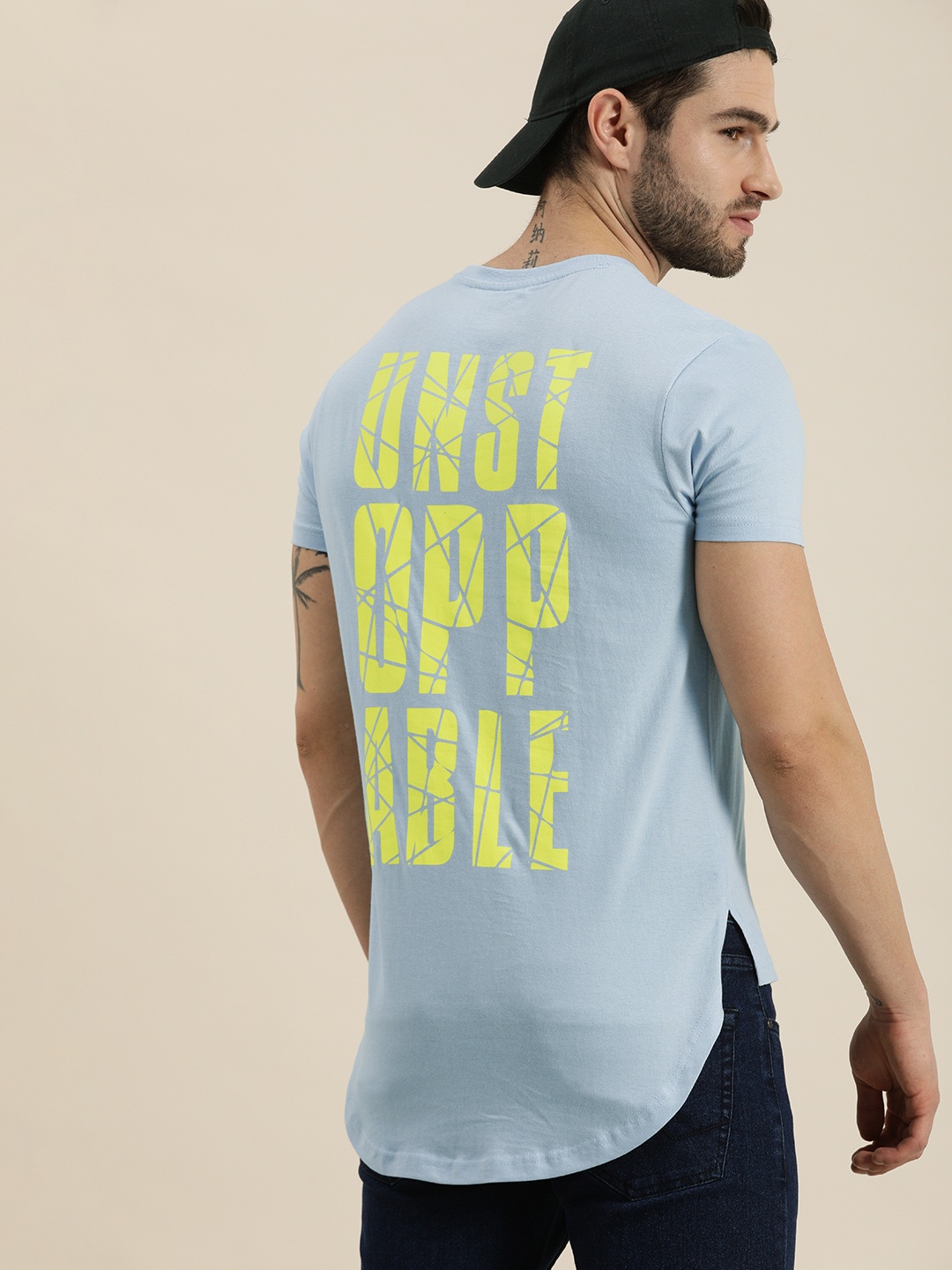 

Moda Rapido Men Blue Back Typography Printed Pure Cotton T-shirt