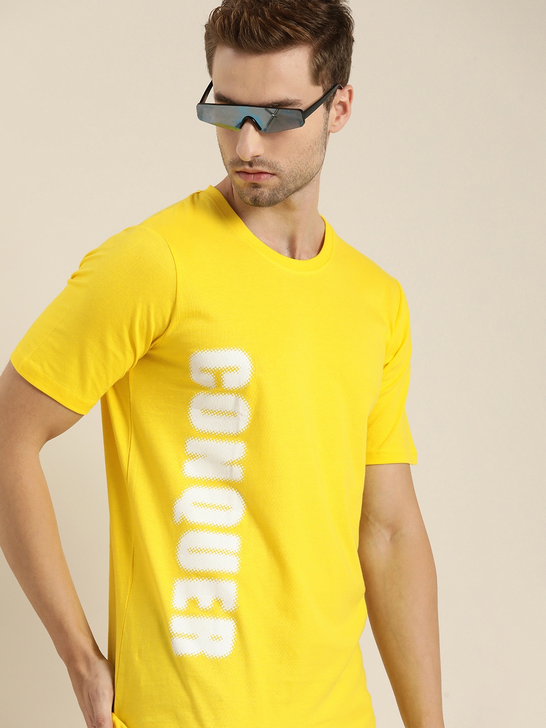 

Moda Rapido Men Yellow & White Printed T-shirt