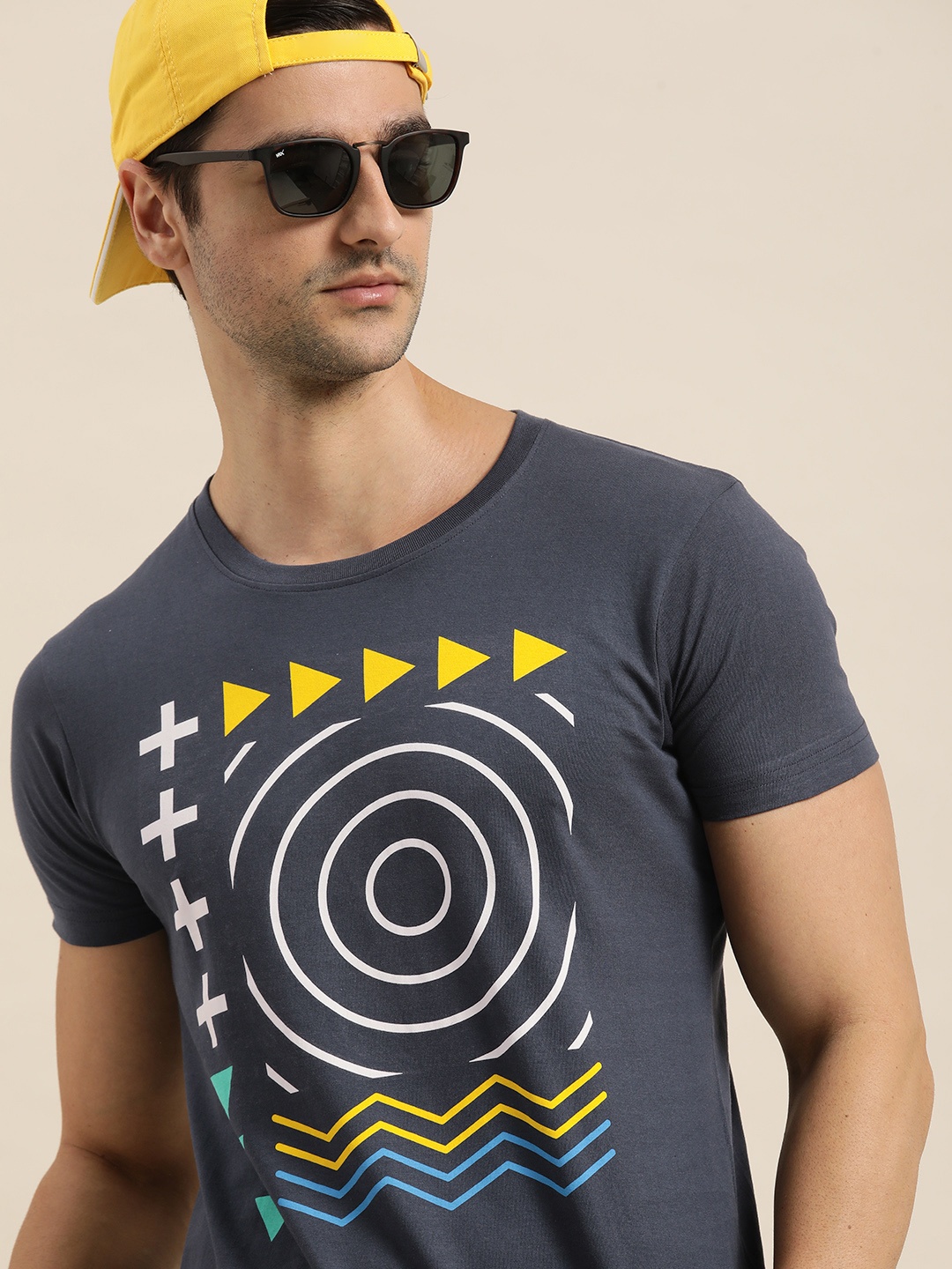 

Moda Rapido Men Blue Geometrical Printed Casual T-shirt