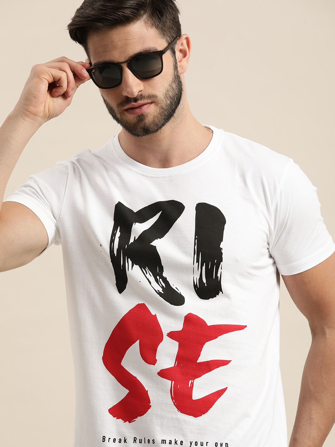 

Moda Rapido Men White Typography Printed Casual Longline T-shirt