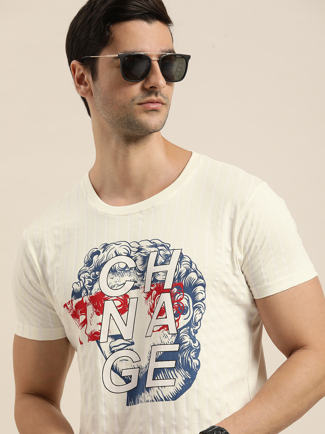 

Moda Rapido Men White Typography Printed Casual T-shirt