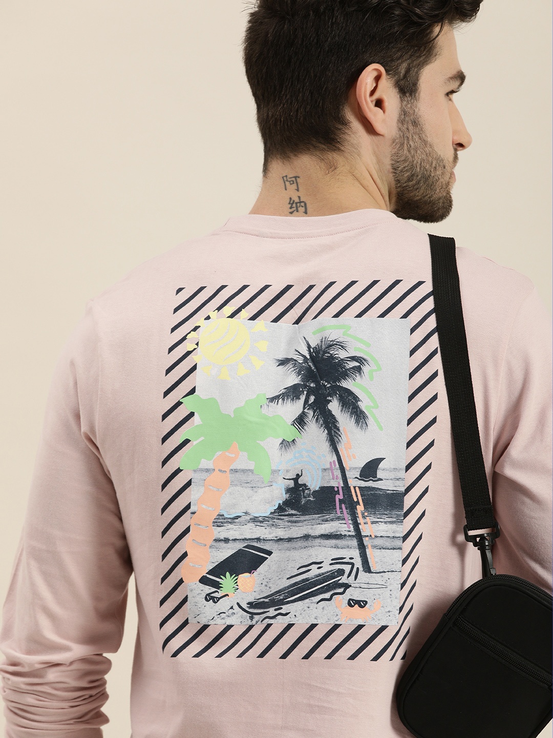 

Moda Rapido Men Pink Back Printed Pure Cotton T-shirt