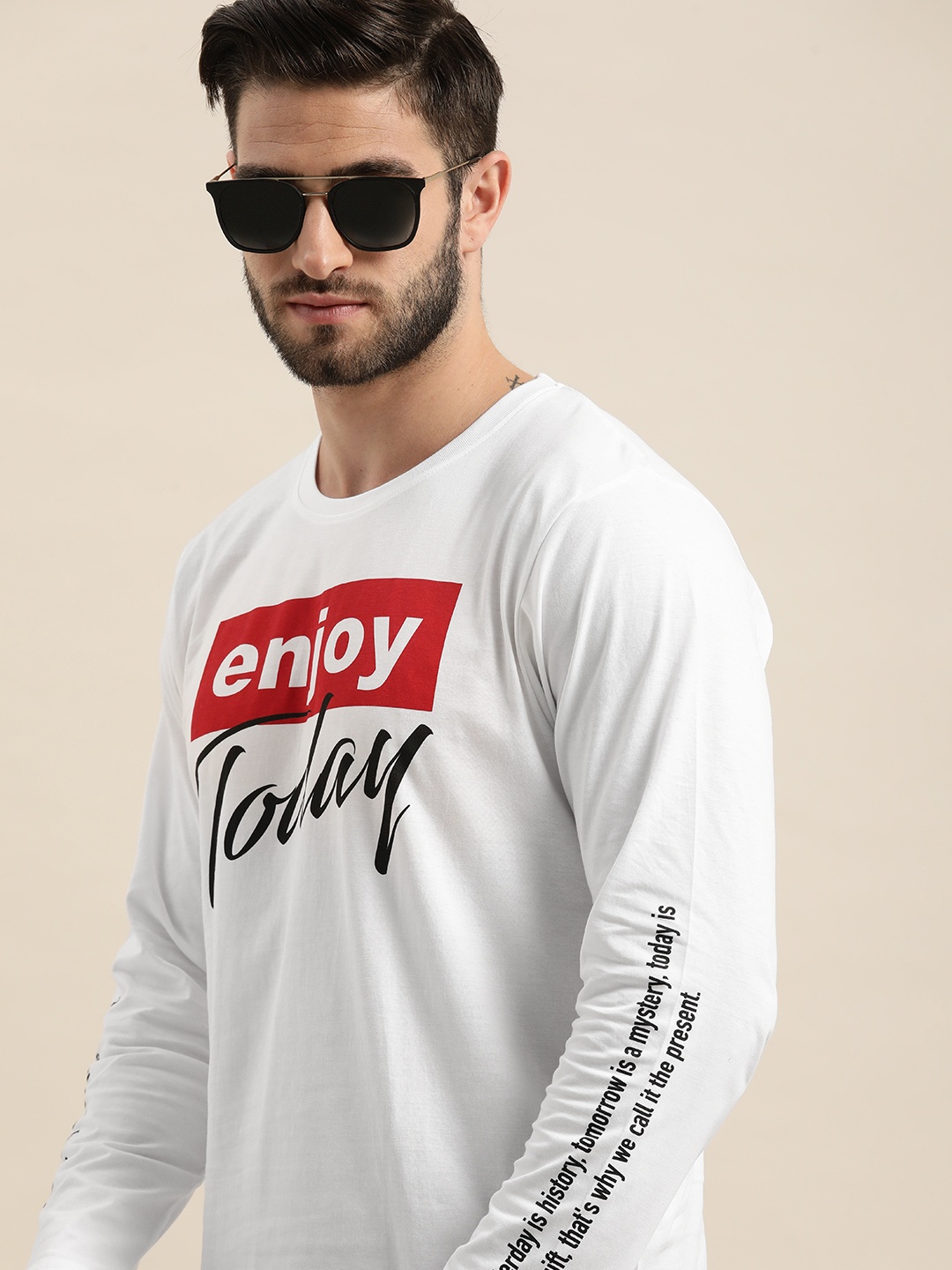 

Moda Rapido Men White Typography Printed Casual T-shirt