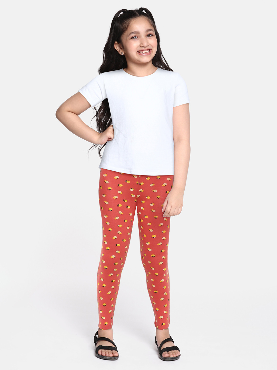 

HERE&NOW Girls Pink Printed Leggings