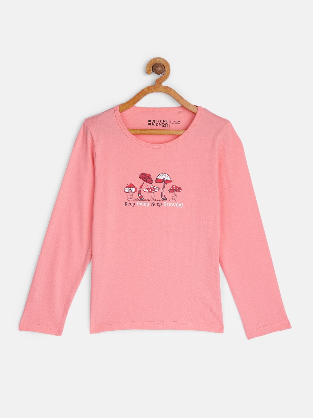 

HERE&NOW Girls Pink Printed Pure Cotton T-shirt