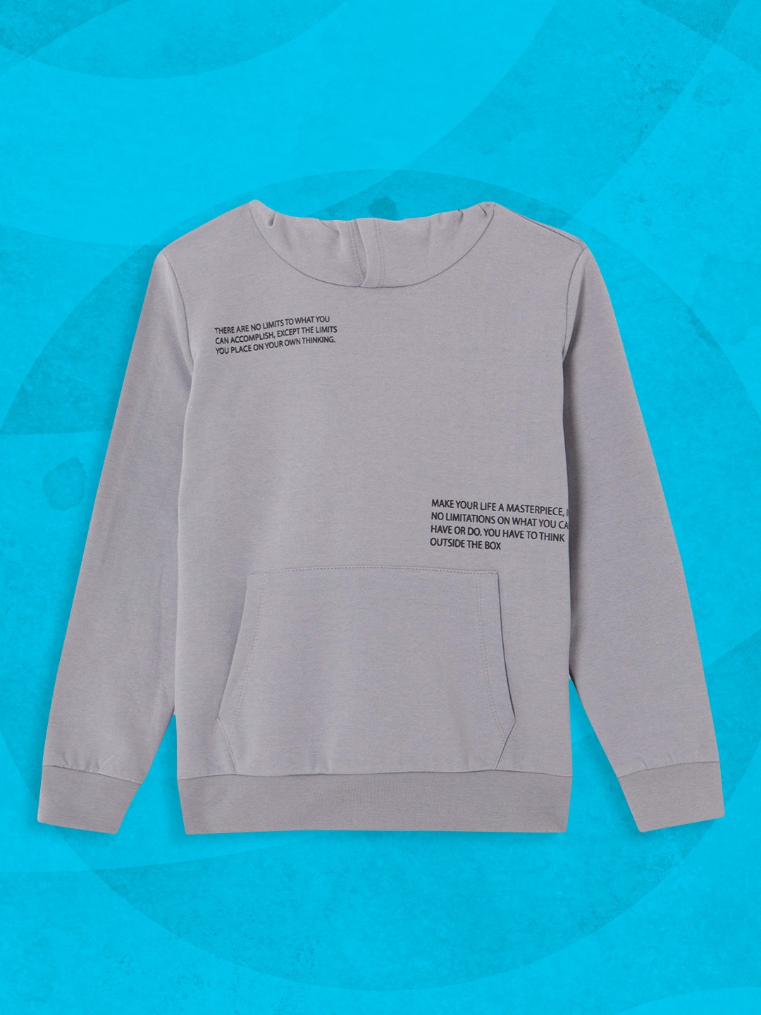 

DeFacto Boys Grey & Black Printed Hooded Sweatshirt