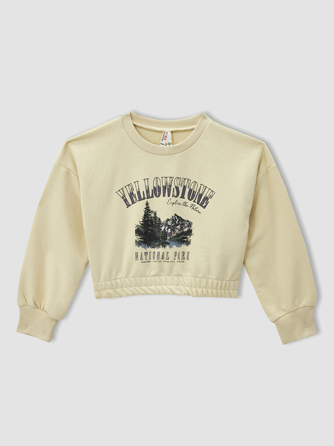 

DeFacto Girls Beige & Black Typography Print Crop Sweatshirt