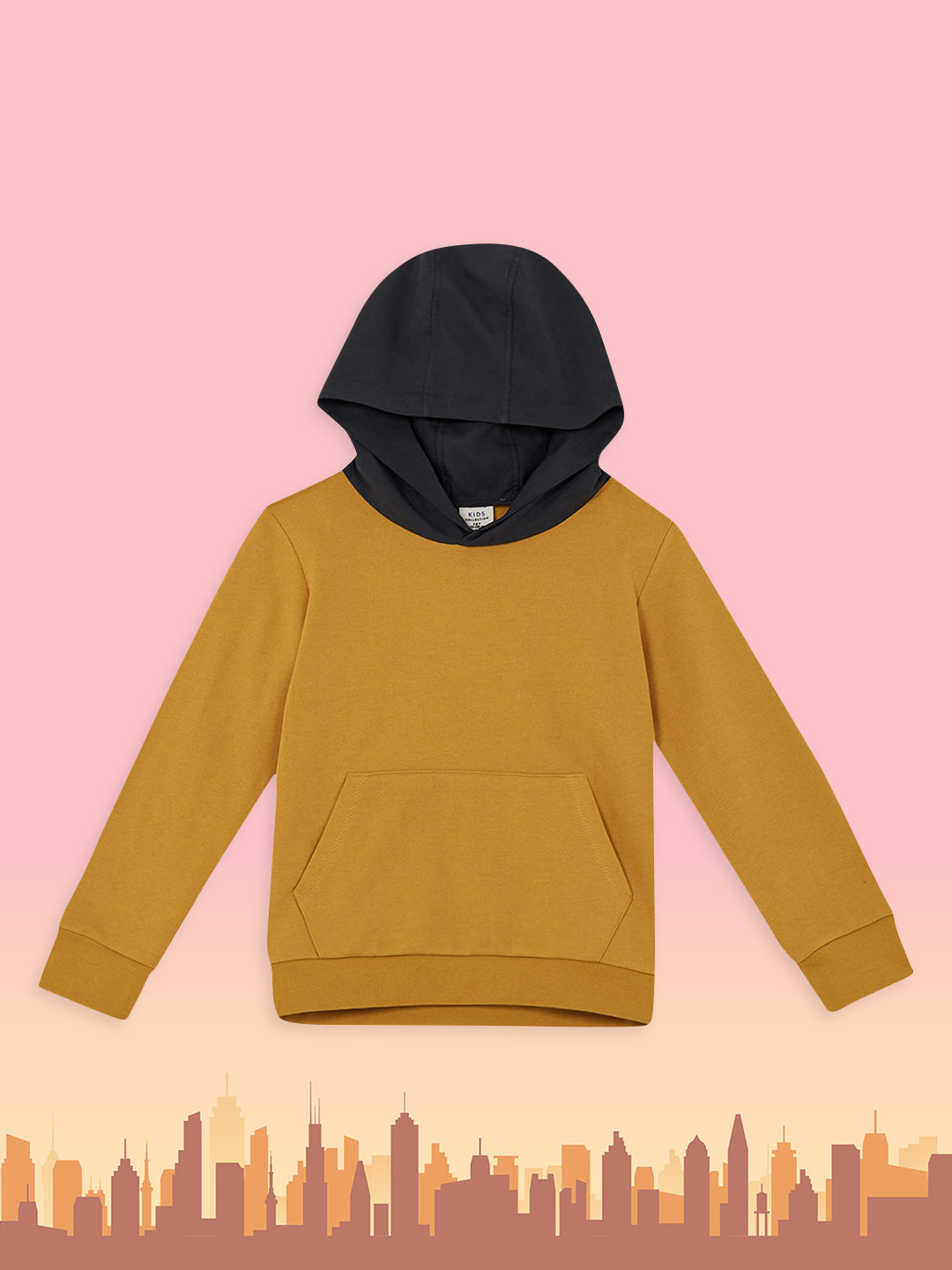 

DeFacto Boys Mustard Yellow & Charcoal Grey Hooded Sweatshirt